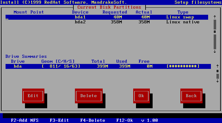 Disk setup