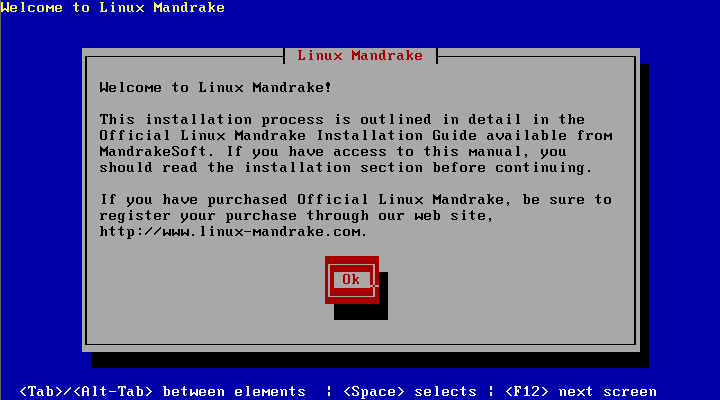 Introduction screen to the installation procedure